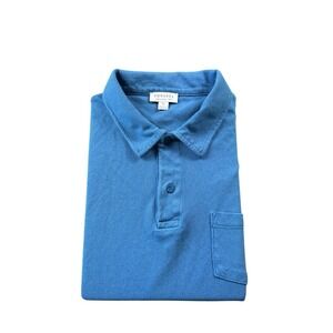 Sunspel England 1860 Blue Cotton Pocket Men's S/S Polo Shirt Size XL